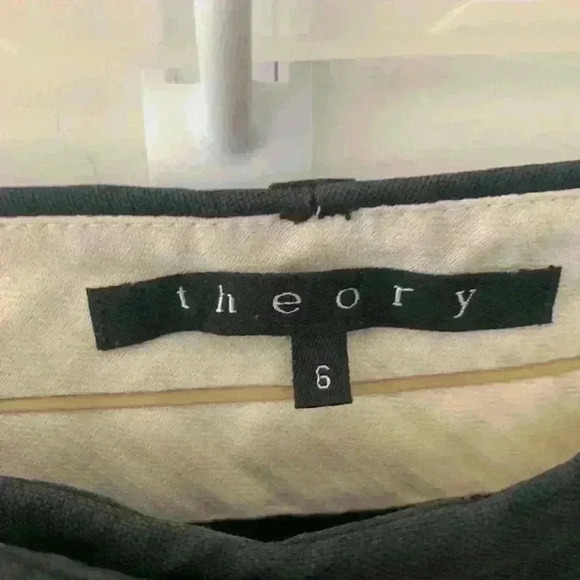 THEORY Black Cotton Wide-Leg Trouser Pants - Picture 3 of 6